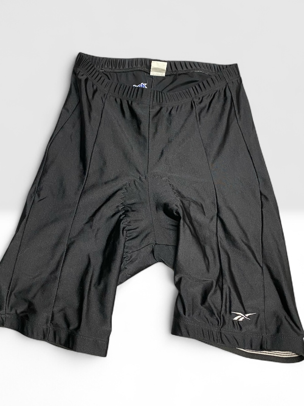 * Reebok large  Men’s Black Athletic Cycling Shorts with White Logo